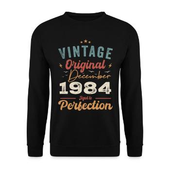 Vintage Birthday - December 1984 - Gift Idea - Unisex Sweatshirt - black - Front - Alina (178cm) & Michal (187cm)