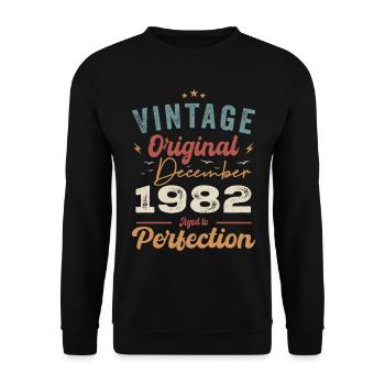Vintage Geburtstag - Dezember 1982 - Geschenkidee - Unisex Pullover - Schwarz - Vorne - Alina (178cm) & Michal (187cm)
