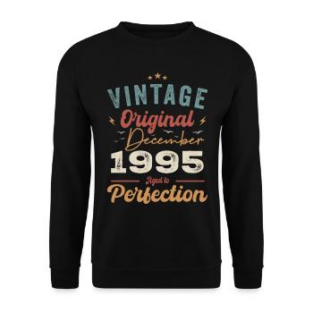 Vintage Birthday - December 1995 - Gift Idea - Unisex Sweatshirt - black - Front - Alina (178cm) & Michal (187cm)