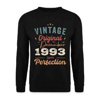 Vintage Geburtstag - Dezember 1993 - Geschenkidee - Unisex Pullover - Schwarz - Vorne - Alina (178cm) & Michal (187cm)