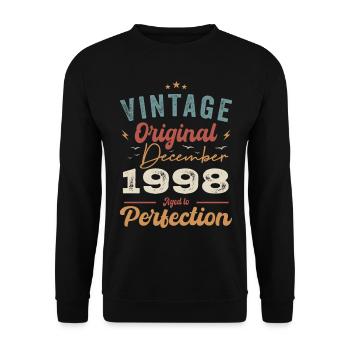 Vintage Geburtstag - Dezember 1998 - Geschenkidee - Unisex Pullover - Schwarz - Vorne - Alina (178cm) & Michal (187cm)
