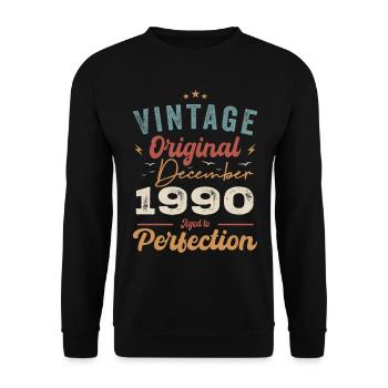 Vintage Birthday - December 1990 - Gift Idea - Unisex Sweatshirt - black - Front - Alina (178cm) & Michal (187cm)