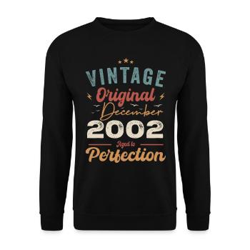 Vintage Geburtstag - Dezember 2002 - Geschenkidee - Unisex Pullover - Schwarz - Vorne - Alina (178cm) & Michal (187cm)