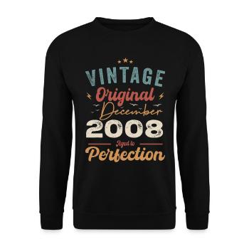 Vintage Geburtstag - Dezember 2008 - Geschenkidee - Unisex Pullover - Schwarz - Vorne - Alina (178cm) & Michal (187cm)