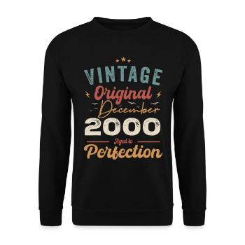 Vintage Birthday - December 2000 - Gift Idea - Unisex Sweatshirt - black - Front - Alina (178cm) & Michal (187cm)