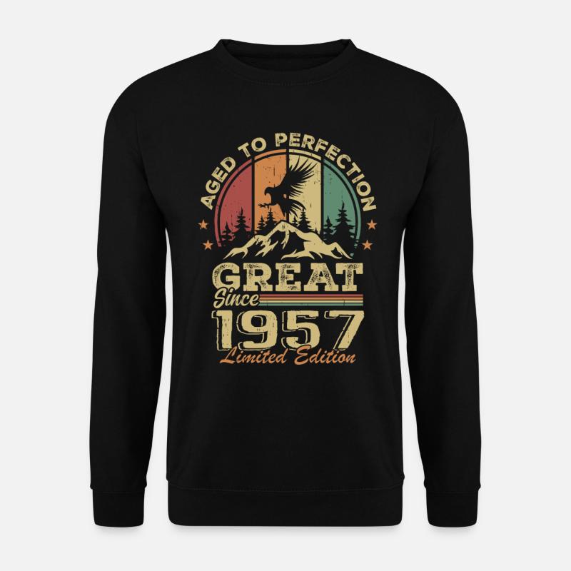 Jahrgang 1957 Geburtstag - 1957 Retro Geschenkidee - Unisex Pullover - Schwarz