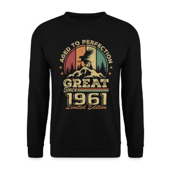 Anniversaire vintage 1961 - idée cadeau rétro 1961 - Sweat-shirt Unisexe - noir - Devant - Alina (178cm) & Michal (187cm)