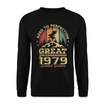 Anniversaire vintage 1979 - idée cadeau rétro 1979 - Sweat-shirt Unisexe - noir - Devant - Alina (178cm) & Michal (187cm)