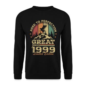 Vintage Geburtstag 1999 - Retro Geschenkidee 1999 - Unisex Pullover - Schwarz - Vorne - Alina (178cm) & Michal (187cm)