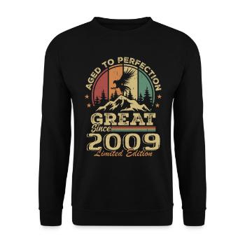 Vintage Geburtstag 2009 - Retro Geschenkidee 2009 - Unisex Pullover - Schwarz - Vorne - Alina (178cm) & Michal (187cm)