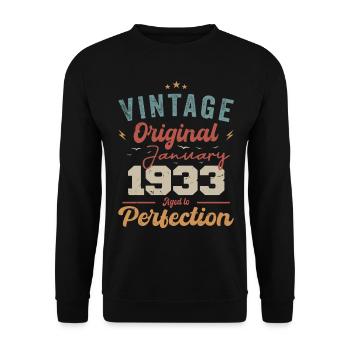 January 1933 Legend for 91 years - Unisex Sweatshirt - black - Front - Alina (178cm) & Michal (187cm)