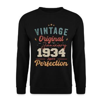 Janvier 1934 Légende pour 90 ans - Sweat-shirt Unisexe - noir - Devant - Alina (178cm) & Michal (187cm)