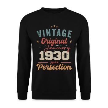 January 1930 Legend for 94 years - Unisex Sweatshirt - black - Front - Alina (178cm) & Michal (187cm)