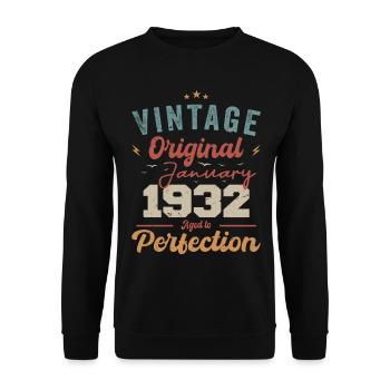 January 1932 Legend for 92 years - Unisex Sweatshirt - black - Front - Alina (178cm) & Michal (187cm)