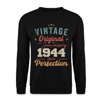 January 1944 Legend for 80 years - Unisex Sweatshirt - black - Front - Alina (178cm) & Michal (187cm)