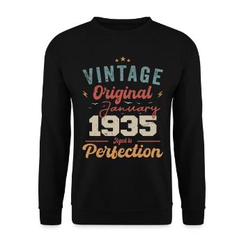 January 1935 Legend for 89 years - Unisex Sweatshirt - black - Front - Alina (178cm) & Michal (187cm)