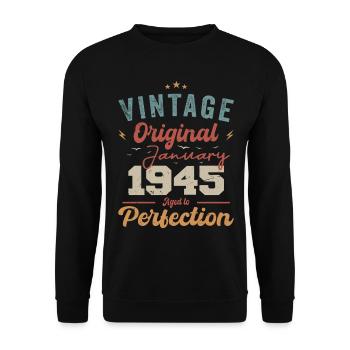 January 1945 Legend for 79 years - Unisex Sweatshirt - black - Front - Alina (178cm) & Michal (187cm)