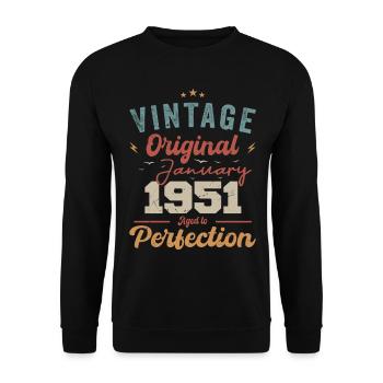 Januar 1951 Legende seit 73 Jahren - Unisex Pullover - Schwarz - Vorne - Alina (178cm) & Michal (187cm)