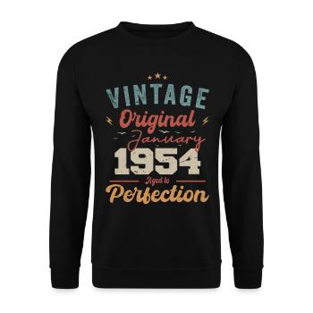 Januar 1954 Legende seit 70 Jahren - Unisex Pullover - Schwarz - Vorne - Alina (178cm) & Michal (187cm)