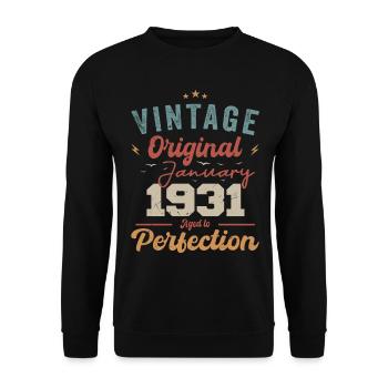 January 1931 Legend for 93 years - Unisex Sweatshirt - black - Front - Alina (178cm) & Michal (187cm)
