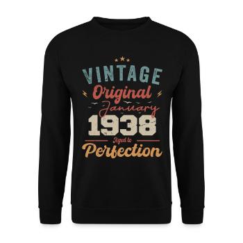 January 1938 Legend for 86 years - Unisex Sweatshirt - black - Front - Alina (178cm) & Michal (187cm)