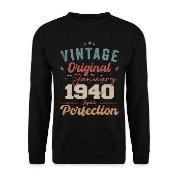 January 1940 Legend for 84 years - Unisex Sweatshirt - black - Front - Alina (178cm) & Michal (187cm)