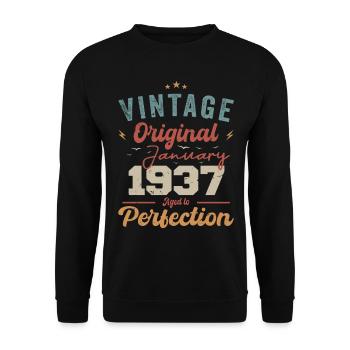 January 1937 Legend for 87 years - Unisex Sweatshirt - black - Front - Alina (178cm) & Michal (187cm)