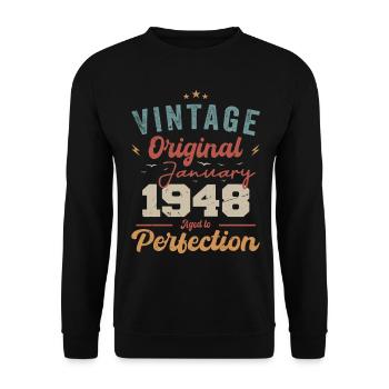 Janvier 1948 Légende depuis 76 ans - Sweat-shirt Unisexe - noir - Devant - Alina (178cm) & Michal (187cm)