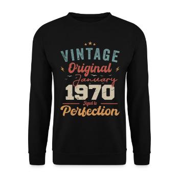 Janvier 1970 Légende depuis 54 ans - Sweat-shirt Unisexe - noir - Devant - Alina (178cm) & Michal (187cm)