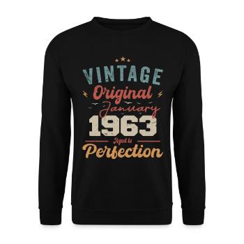 Janvier 1963 Légende depuis 61 ans - Sweat-shirt Unisexe - noir - Devant - Alina (178cm) & Michal (187cm)