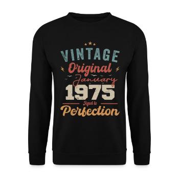 January 1975 Legend for 49 years - Unisex Sweatshirt - black - Front - Alina (178cm) & Michal (187cm)