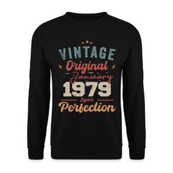 Januar 1979 Legende seit 45 Jahren - Unisex Pullover - Schwarz - Vorne - Alina (178cm) & Michal (187cm)