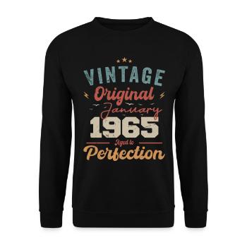 Janvier 1965 Légende depuis 59 ans - Sweat-shirt Unisexe - noir - Devant - Alina (178cm) & Michal (187cm)