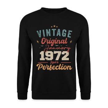 Janvier 1972 Légende depuis 52 ans - Sweat-shirt Unisexe - noir - Devant - Alina (178cm) & Michal (187cm)