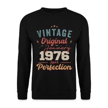 Janvier 1976 Légende depuis 48 ans - Sweat-shirt Unisexe - noir - Devant - Alina (178cm) & Michal (187cm)