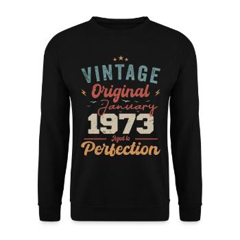 Januar 1973 Legende seit 51 Jahren - Unisex Pullover - Schwarz - Vorne - Alina (178cm) & Michal (187cm)