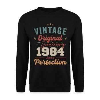 Janvier 1984 Légende depuis 40 ans - Sweat-shirt Unisexe - noir - Devant - Alina (178cm) & Michal (187cm)
