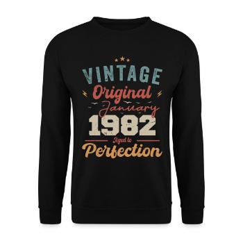 Janvier 1982 Légende depuis 42 ans - Sweat-shirt Unisexe - noir - Devant - Alina (178cm) & Michal (187cm)