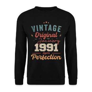 Janvier 1991 Légende depuis 33 ans - Sweat-shirt Unisexe - noir - Devant - Alina (178cm) & Michal (187cm)