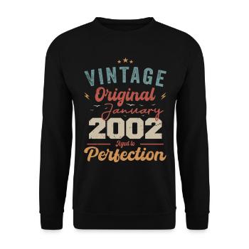 Januar 2002 Legende seit 22 Jahren - Unisex Pullover - Schwarz - Vorne - Alina (178cm) & Michal (187cm)