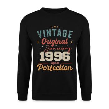 Januar 1996 Legende seit 28 Jahren - Unisex Pullover - Schwarz - Vorne - Alina (178cm) & Michal (187cm)