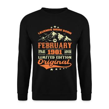 Cadeau Anniversaire 43 ans Nées En Février 1981 - Sweat-shirt Unisexe - noir - Devant - Alina (178cm) & Michal (187cm)