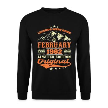 Cadeau Anniversaire 42 ans Nées En Février 1982 - Sweat-shirt Unisexe - noir - Devant - Alina (178cm) & Michal (187cm)