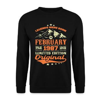 Cadeau Anniversaire 37 ans Nées En Février 1987 - Sweat-shirt Unisexe - noir - Devant - Alina (178cm) & Michal (187cm)