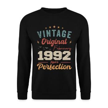 Né en février 1992 millésime 1992 anniversaire - Sweat-shirt Unisexe - noir - Devant - Alina (178cm) & Michal (187cm)