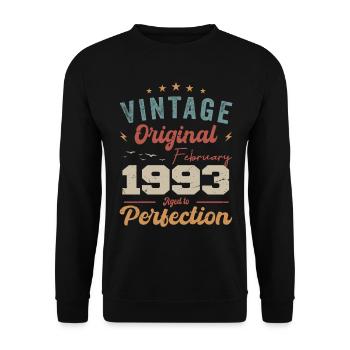 Né en février 1993 millésime 1993 anniversaire - Sweat-shirt Unisexe - noir - Devant - Alina (178cm) & Michal (187cm)