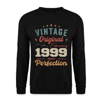 Né en février 1999 millésime 1999 anniversaire - Sweat-shirt Unisexe - noir - Devant - Alina (178cm) & Michal (187cm)