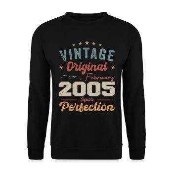 Né en février 2005 millésime 2005 anniversaire - Sweat-shirt Unisexe - noir - Devant - Alina (178cm) & Michal (187cm)