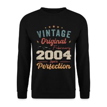 Né en février 2004 millésime 2004 anniversaire - Sweat-shirt Unisexe - noir - Devant - Alina (178cm) & Michal (187cm)