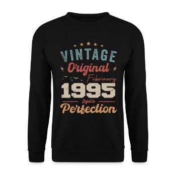 Né en février 1995 millésime 1995 anniversaire - Sweat-shirt Unisexe - noir - Devant - Alina (178cm) & Michal (187cm)